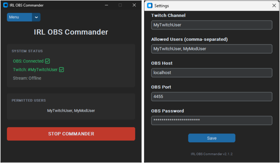 IRL OBS Commander Vorschau